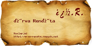 Árva Renáta névjegykártya